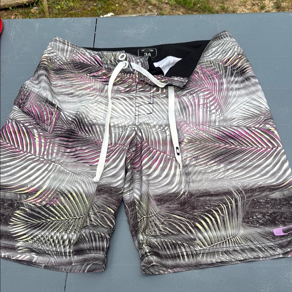 Men's Black and Pink Swim Shorts